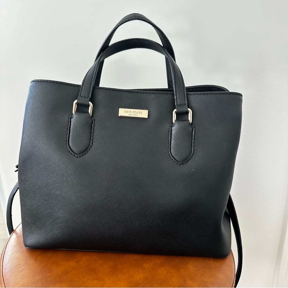 Kate Spade Laurel Way Evangeline Black Saffiano Satchel Crossbody
